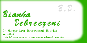 bianka debreczeni business card